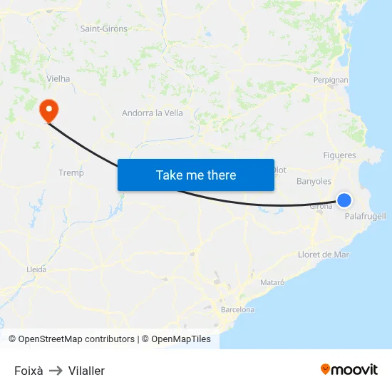 Foixà to Vilaller map