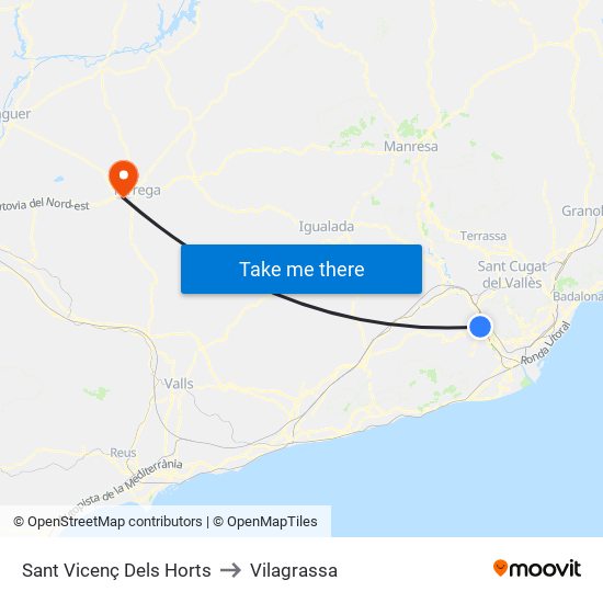 Sant Vicenç Dels Horts to Vilagrassa map