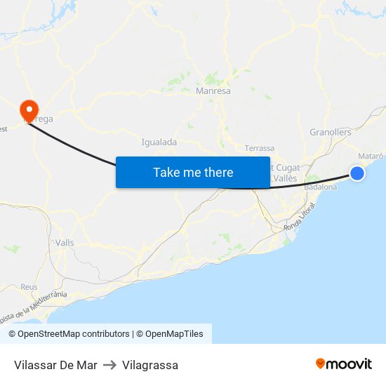 Vilassar De Mar to Vilagrassa map