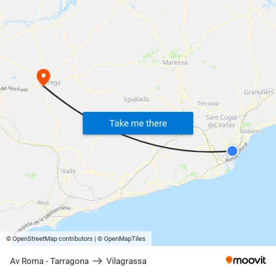 Av Roma - Tarragona to Vilagrassa map