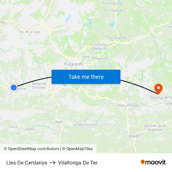 Lles De Cerdanya to Vilallonga De Ter map