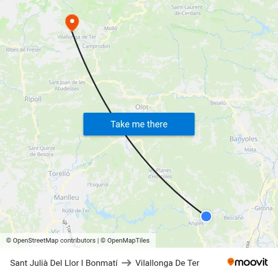 Sant Julià Del Llor I Bonmatí to Vilallonga De Ter map