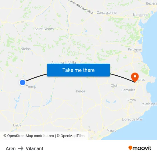 Arén to Vilanant map