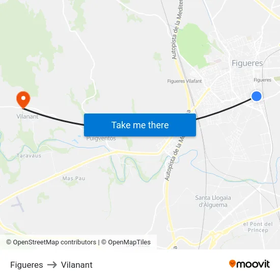 Figueres to Vilanant map