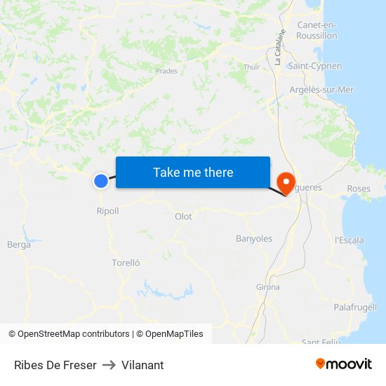 Ribes De Freser to Vilanant map