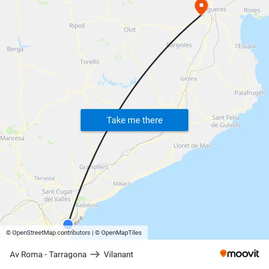 Av Roma - Tarragona to Vilanant map