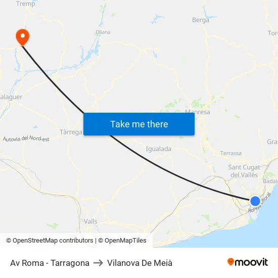 Av Roma - Tarragona to Vilanova De Meià map