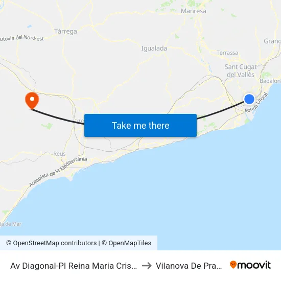 Av Diagonal-Pl Reina Maria Cristina to Vilanova De Prades map