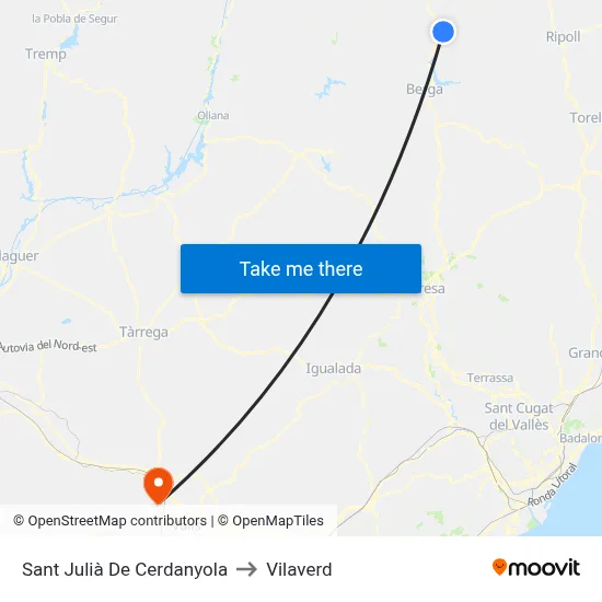 Sant Julià De Cerdanyola to Vilaverd map
