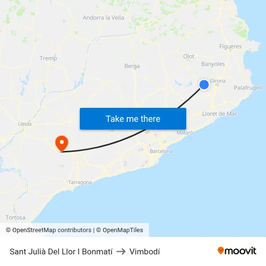 Sant Julià Del Llor I Bonmatí to Vimbodí map