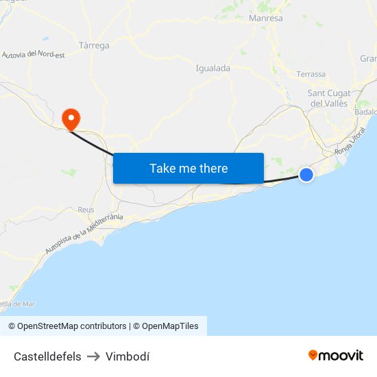 Castelldefels to Vimbodí map