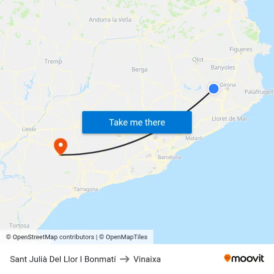 Sant Julià Del Llor I Bonmatí to Vinaixa map
