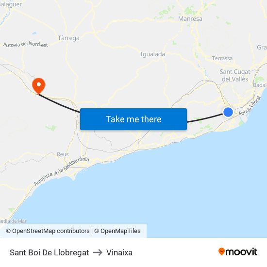 Sant Boi De Llobregat to Vinaixa map