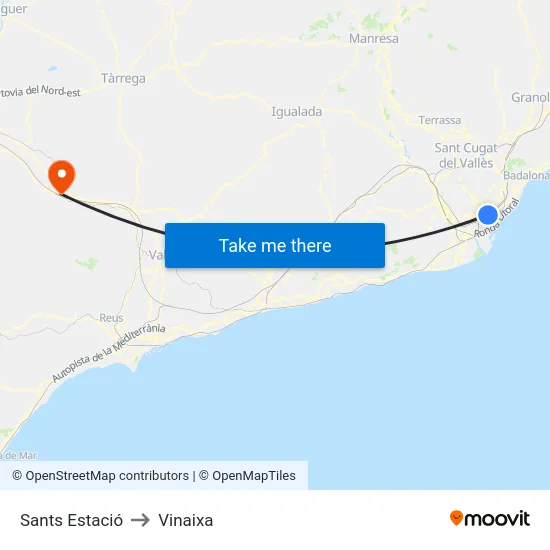 Sants Estació to Vinaixa map