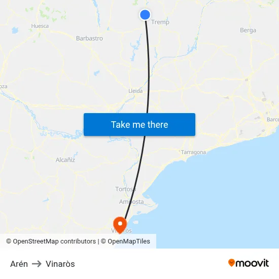 Arén to Vinaròs map