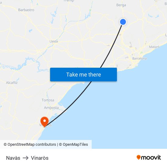Navàs to Vinaròs map