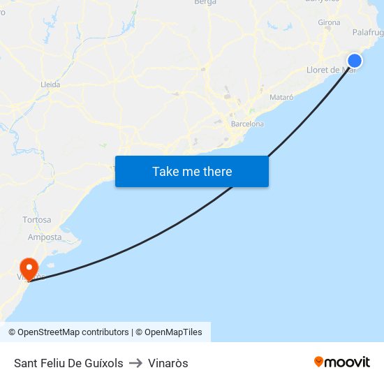 Sant Feliu De Guíxols to Vinaròs map