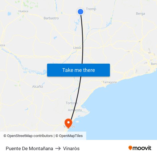 Puente De Montañana to Vinaròs map