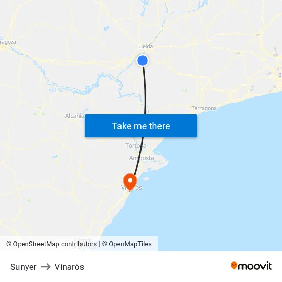 Sunyer to Vinaròs map