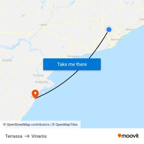Terrassa to Vinaròs map