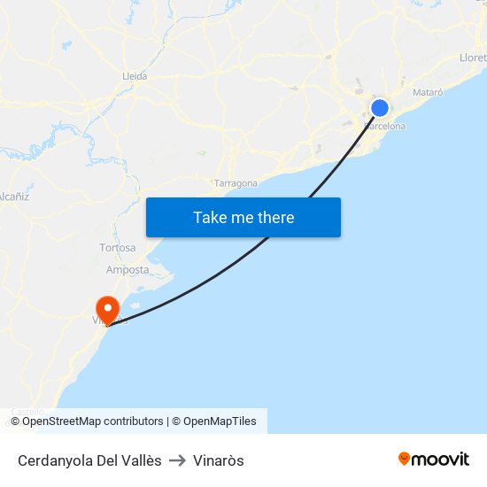 Cerdanyola Del Vallès to Vinaròs map