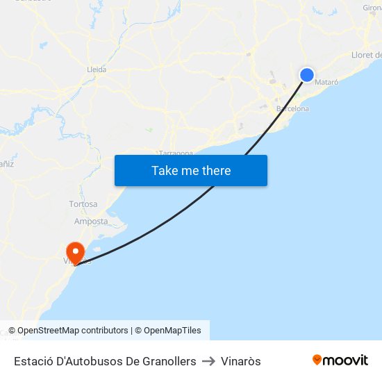 Estació D'Autobusos De Granollers to Vinaròs map