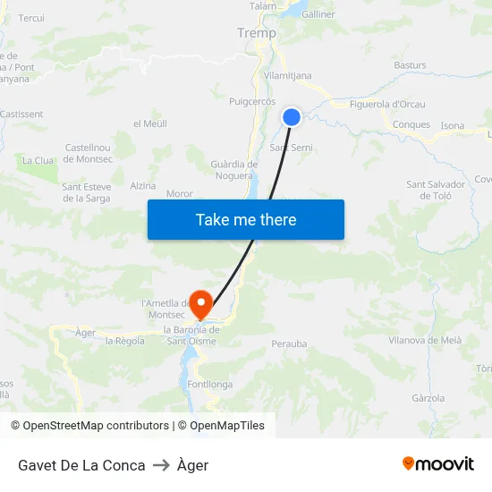 Gavet De La Conca to Àger map