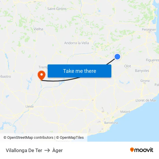 Vilallonga De Ter to Àger map