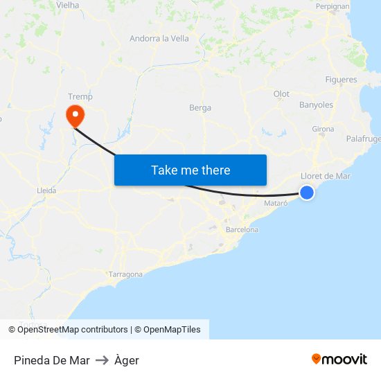 Pineda De Mar to Àger map