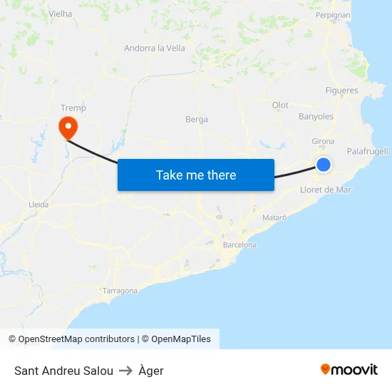 Sant Andreu Salou to Àger map