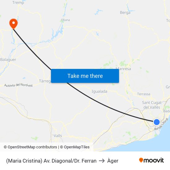 (Maria Cristina) Av. Diagonal/Dr. Ferran to Àger map