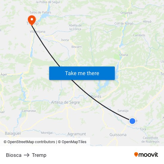 Biosca to Tremp map