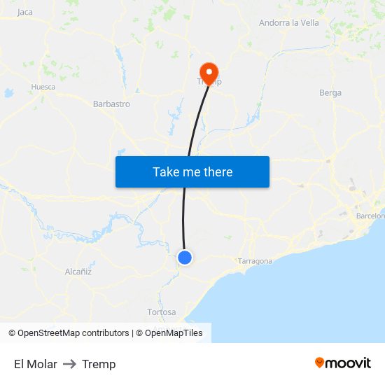 El Molar to Tremp map