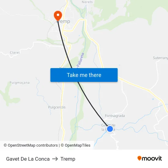 Gavet De La Conca to Tremp map
