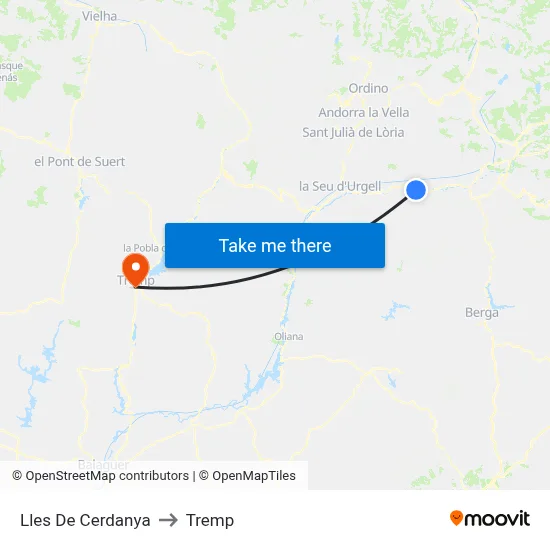 Lles De Cerdanya to Tremp map