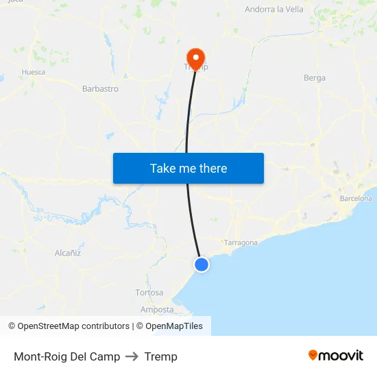 Mont-Roig Del Camp to Tremp map
