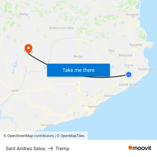 Sant Andreu Salou to Tremp map