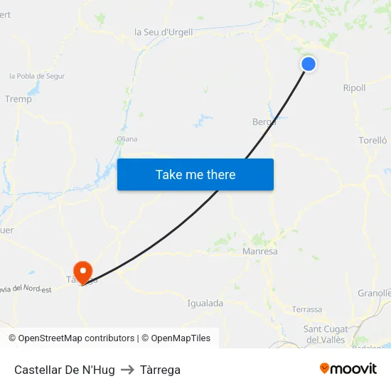 Castellar De N'Hug to Tàrrega map