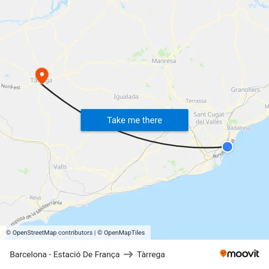 Barcelona - Estació De França to Tàrrega map