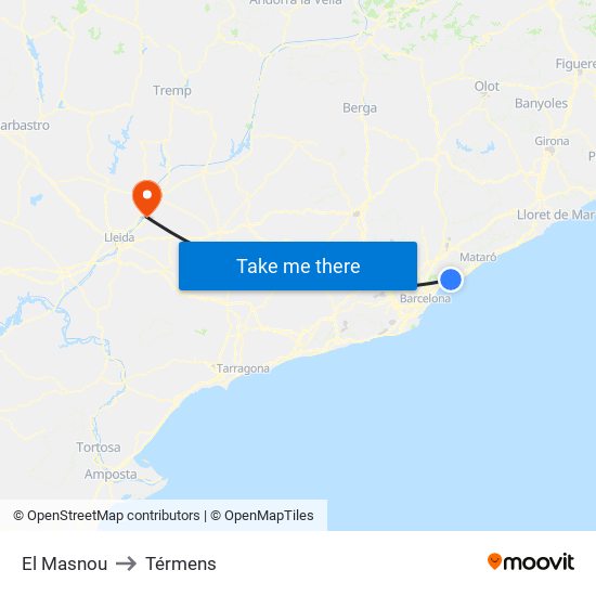 El Masnou to Térmens map