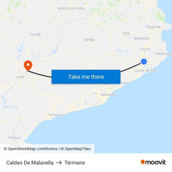 Caldes De Malavella to Térmens map