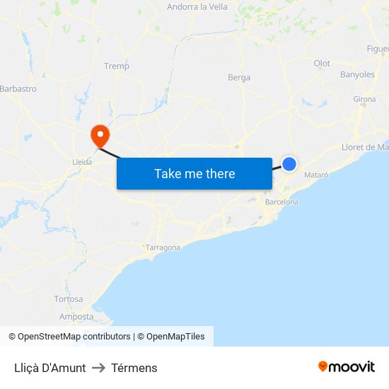 Lliçà D'Amunt to Térmens map