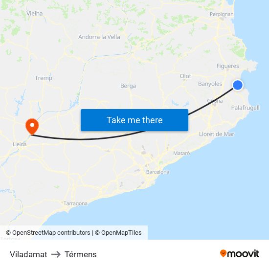 Viladamat to Térmens map