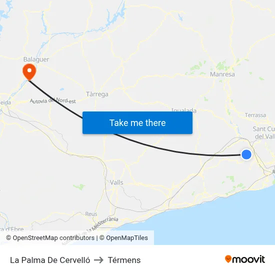 La Palma De Cervelló to Térmens map