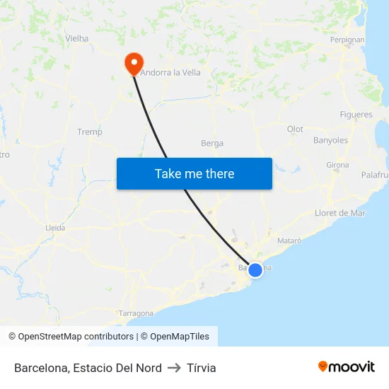 Barcelona, Estacio Del Nord to Tírvia map