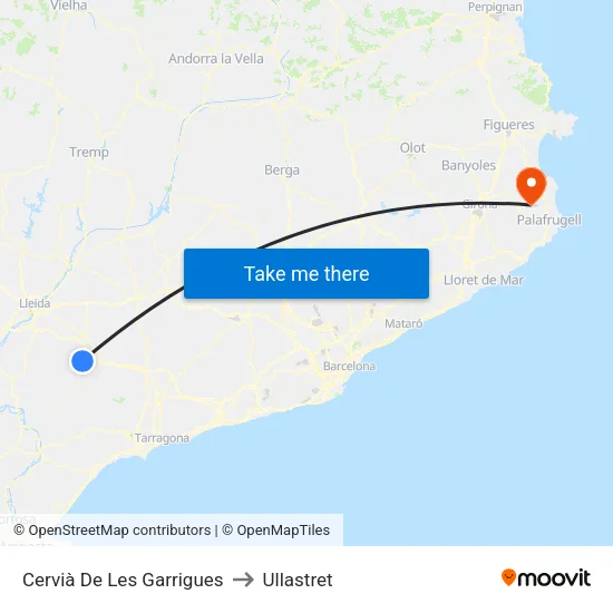 Cervià De Les Garrigues to Ullastret map