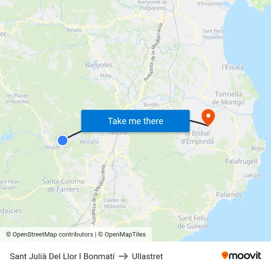 Sant Julià Del Llor I Bonmatí to Ullastret map