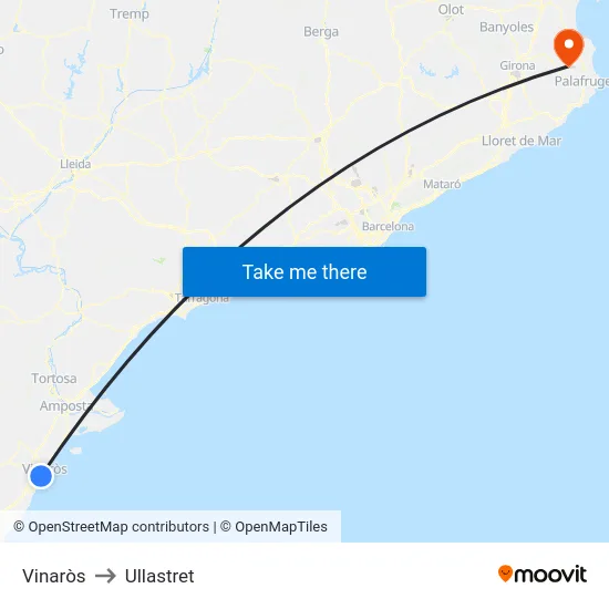 Vinaròs to Ullastret map