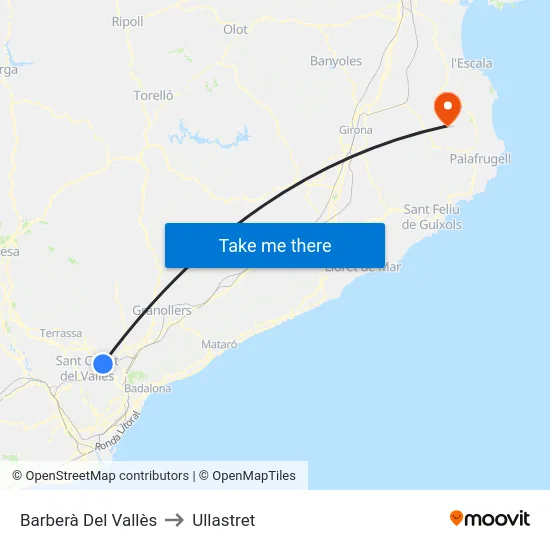 Barberà Del Vallès to Ullastret map
