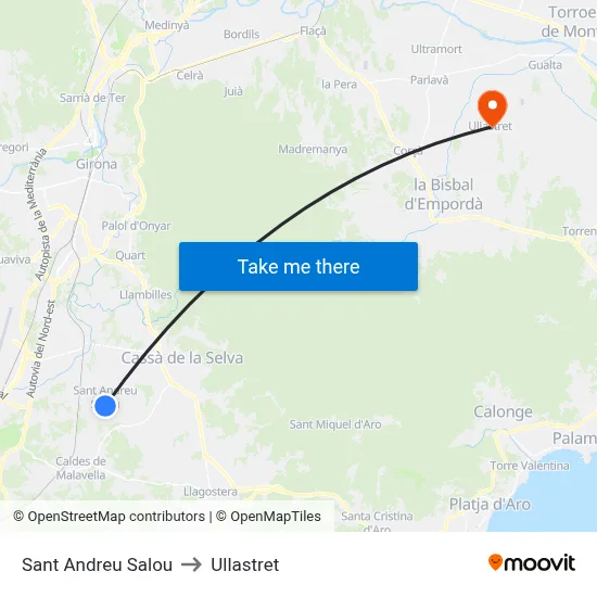 Sant Andreu Salou to Ullastret map